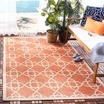 SAFAVIEH Courtyard Collection Area Rug - 5'3" x 7'7", Terracotta & Beige, Non-Shedding & Easy Care, Indoor/Outdoor & Washable-Ideal for Patio, Backyard, Mudroom (CY6032-241)