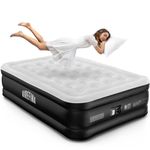 Airefina Polyvinyl Chloride (Pvc) Double Airbed With Built-In Electric Pump, Inflatable Air Mattress In 3 Mins Self-Flocked Surface Guest Blow Up Bed, Air Bed Home Camping 190X137X46Cm, Black