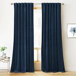 RYB HOME Velvet Curtains & Drapes - Room Darkening Curtains for Living Room, Thermal Insulated Noise Reducing Vertical Shades Window Decor for Kids Bedroom, Navy Blue, W52 x L84 inches, 2 Pcs