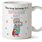 MUGFFINS Great Aunt Mug - in English - Super Family - Funny Gift - Ceramic 11oz Mug