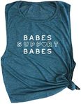 Spunky Pineapple Babes Support Babes Women's Feminist Muscle Tee Tank Deep Teal