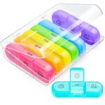 AUVON Weekly Pill Box Organiser, Portable Pill Boxes 7 Day 3 Times A Day, 7 Day Tablet Organiser with Large Separate Compartments to Hold Medication, Vitamins, Fish Oil and Supplement