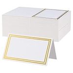 ZZLBZN Table Place Cards, 25Pcs Name Place Cards for Table, Blank Name Cards for Table Setting Wedding Christmas Halloween Party Reception Dinner Table Decorations(Double Gold Border for Elegance)