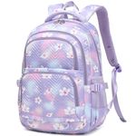 Leaper Floral Backpack for Girls Teen Kid's Backpack School Bookbags Laptop Bag Travel Bag Daypack Purple