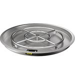 VEVOR Drop in Fire Pit Pan, 31" x 31" Round Fire Pit Burner, Stainless Steel Gas Fire Pan, Fire Pit Burner Pan w/ 1 Pack Volcanic Rock Fire Pit Insert w/ 300K BTU for Keeping Warm w/Family & Friends