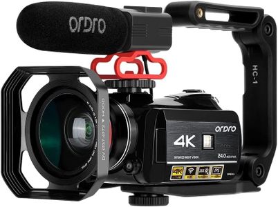 ORDRO 4K Camcorder Video Camera AC3 1080P 60FPS Vlog Camera IR Night Vision WiFi Camcorder with Microphone, Wide Angle Lens, Handheld Holder