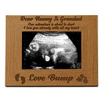 ukgiftstoreonline New Baby Pregnancy Scan Wooden Brown Photo Frame Nanny & Grandad Gift 6"x4"