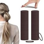 H&S Hair Bands for Women - 100pcs x 4mm - Non-Metal Bobbles for Thick and All Hair Types - Elastic & Seamless Ponytail Holders - No Damage Ties also for Men - Brown