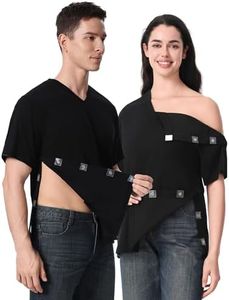 AprBark Magnetic Buttons Post Shoulder Surgery Recovery Shirt for Men V-Neck Tear Away Adaptive Chemo Port Clothing for Women