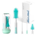 MOMMED Electric Bottle Brush Set, 360°Rotation Bottle Brush Cleaner, Travel Electric Baby Bottle Brush Set includes Silicone Bottle/Pacifier/Straw Brush and Mixing Stick, Rechargeable, Green, EBB-001