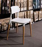 Finch Fox Bella Dining Chair/Cafeteria Chair/Cafe Chair/Armless Side Chairs Molded ABS Plastic with Wood & American Mid-Century Styling (White)