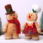 Christmas Decorations Indoor 12.6 inch Gingerbread Plush Ornaments Gingerbread Man Stuffed Animal Christmas Decor Gift for Kids Girls (Set of 2)