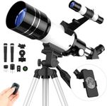 Luteti Telescope for Adults & Kids, 300mm Focal Length Refractor Telescope, 70mm Aperture Professional Astronomy Refractor Telescope for Beginners, Phone Adapter & Wireless Remote