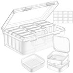 Jutieuo Small Bead Organizers and Storage Containers, 16 Pcs Rectangle Plastic Storage Case and Mini Bead Holder Boxes with Hinged Lid for Beading Craft and Jewelry Making Supplies