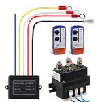 WATERWICH 12V 250A Winch Solenoid Relay Contactor+2pcs Wireless Winch Remote Control Kit with 6 Protecting caps Universal for Truck Jeep ATV SUV 2000-5000lbs Winch