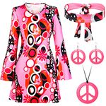 Haysandy 70s 60s Hippie Costume Set Women Disco Outfit Accessories for Halloween Carnival Earrings Necklace Headband(XLarge)