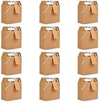 Belle Vous Brown Kraft Party Treat Favour Gift Boxes with Tags (20 Pack) - 16 x 14.7 x 6.5cm/6.29 x 5.78 x 2.55 Inches - Plain Loot Goodie Gable Bags for Kids Birthdays, Food, Baby Shower & Weddings