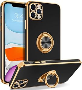 BENTOBEN Compatible with iPhone 11 Pro Case with 360° Ring Holder, Shockproof Slim Kickstand Magnetic Support Car Mount Women Men Protective Phone Case for iPhone 11 Pro 5.8 inch, Black/Gold