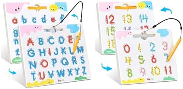JoyCat Magnetic Letter Tracing Board, 2-in-1 Double-Sided ABC Magnets for Kids Ages 3-5 + Double-Sided Magnetic Number Tracing Board - 2-in-1 Numbers 1-20 Writing Toys for Toddlers & Kids