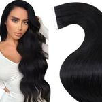 LaaVoo Tape in Hair Extensions Human Hair for Women 18Inch Jet Black Tape in Human Hair Extensions Seamless Invisible Tape in Extensions Human Hair Skin Weft Straight 20pcs 50g