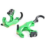 SHARROW Archery Compound Bow Release Aids 3 or 4 Finger Aluminum Back Tension Bow Release Automatic Archery Caliper with D-loop Rope for Bow Hunting Target (Green)