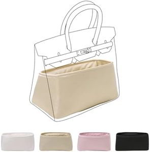 Luxury Silk Purse Organizer for Birkin 30 Silky Smooth Handbag Insert with Hidden Zipper, Lightweight and Supportive Tote Shaper for Elegant Storage (Champagne)
