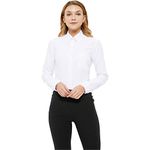 MGWDT Button Down Shirt Women Long Sleeve Blouse Oxford Shirt Classic-Fit Cotton Tops Wrinkle Resistant X-Large White