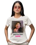 THEWHOOP Personalized Custom Print Round Neck White Polycotton T-Shirt for Women, Girl, Men, Boys (Small)