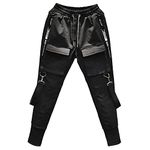 Men's Jogger Pants Punk Cargo Baggy Techwear Hip Hop Harem Sweatpants Streetwear Tactical Track Pants Black