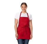 Chef Works Unisex Three Pocket Apron, Red, One Size