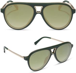 DIFF Tosca III Designer Oversized Aviator Sunglasses for Women | UV400 Protection | Fairway Green + Aloe Green Gradient
