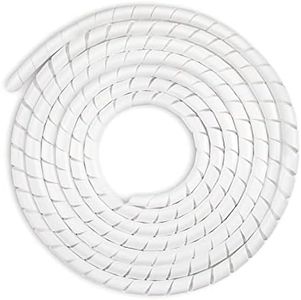 AGPTEK Gaine Spirale Flexible Universel 4mm,6mm, Kit de Câble Rangement 2 Pack de Tube d'Enroulement de Câble en Spirale pour Protéger Le Câble d'Antenne TV/PC/USB/Télé/AUX- (10m),Blanc