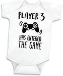 Bump and Beyond Designs Baby-Boys Funny Gamer Pregnancy Announcement for Dad and Grandparents Gift Leotard White, 0-3 Months