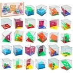 THE TWIDDLERS - 28 Mini Cube Brain Teaser Puzzle Box Set - Assorted Difficulty Levels, Ideal Challenge as Party Bag Fillers for Kids or Adults, Multipack Classroom Rewards