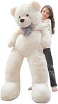 MorisMos Giant Teddy Bear Stuffed Animals Plush Toy White Teddy Bear for Girlfriend Kids (White, 55 Inch)