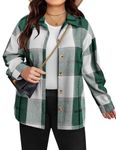 IN'VOLAND Women's Country Concert Outfits for Women Flannel Plaid Shirts Fall Clothes Plus Size Casual Jackets