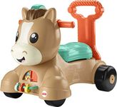 Fisher-Price Walk Bounce & Ride Pony English & French Edition, infant to toddler musical walker and ride-on toy