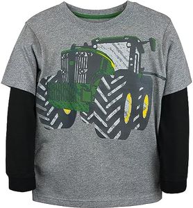 JOHN DEERE Sudadera infantil con estampado de tractor, color gris/negro, 5-8 años, gris, 6 Años