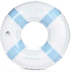 FUNBOY Giant Blue Lifeguard Montauk Inflatable Pool Float with Cup Holder, 46" Adult Inner Tube Swim Ring Pool Lounger