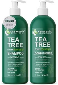 KESMEDIK Tea Tree Oil Shampoo and Conditioner MaxTherapy Set, Itchy Scalp Relief, Refreshes & Cleanses Dandruff & Buildup, Clarifying for Oily Hair, Women & Men, 16 fl oz Each