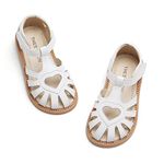 THEE BRON Girl's Toddler/Little Kid Classic Sandals Flat Shoes White Size: 10 Wide Toddler