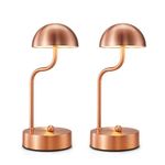 CASTLELIFE 2 Pack Cordless Touch Table Lamp, 3 Color Stepless Dimming Bedside Night Lamp, Portable LED Desk Lamp Rechargeable 5000mAh Battery Powered, for Bedroom/Restaurant/Bars/Outdoor, Rose Gold