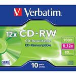 Verbatim 43148 CD-Rewritable - CD-RW Scratch Resistant, 700MB, 12 x Speed - (Pack of 10)