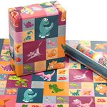 eVincE Premium Design Colorful Wrapping Paper Sheet For Gift Packing For All Occasions | 20” X 28" | 80 Gsm | Gloss Art Paper | Set Of 5 - Celebratewrap Dinosaur kids birthday, Multicolor