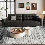 Area Rug for Living Room 9x12, Black Moroccan Washable Farmhouse Geometric Stain Resistant Area Rug, Low Pile Foldable Carpet Rug for Bedroom Dining Room Under Table Home Office