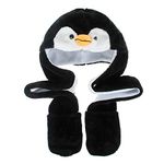 JK Home Kids Teens Hat Gloves Scarf Set Cartoon Fleece 3 in 1 Party Animal Hats Scarf Mitten Gloves with Pockets Warm Plush Hoodie Earflap Beanie