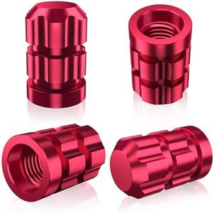 QUARKACE Tire Valve Stem Caps 4 Pack - Rustprood & Fade Resistant Metal Tire caps, Universal Fit for Cars/Trucks/Motorcycles/Bikes (Red)