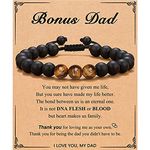 Mens Beaded Bracelets Gifts for Dad,Grandpa,Bonus Dad - Tiger Eye Bracelet Agate Stone Bracelets for Men Anniversary Graduation Birthday Christmas Father's Day Gift for Him