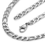 Evevil Figaro Chain Stainless Steel Curb Necklace Neck Link Chain Figaro Link Chain For Men (5mm, 18-40 Inches Chain), Metal