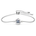 Swarovski Angelic Square Bracelet, Blue Square-Cut Montana Crystal with White Pavé Crystals, Rhodium Plated from the Angelic Square Collection, Size M